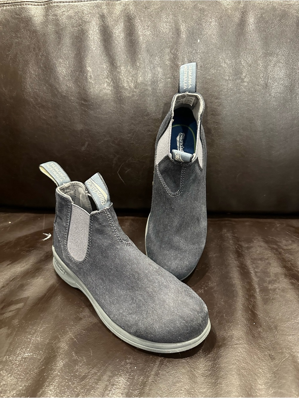 Blundstone canvas Chelsea boots in a gray denim finish UK4/US7